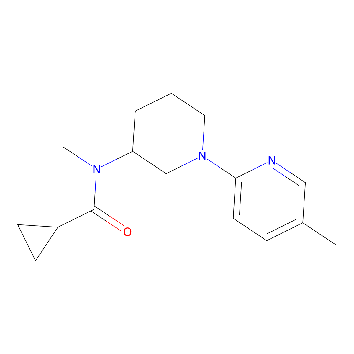 N-methyl-N-[1-(5-methylpyridin-2-yl)piperidin-3-yl]cyclopropanecarboxamide molecular structure, CAS 3054416-33-7