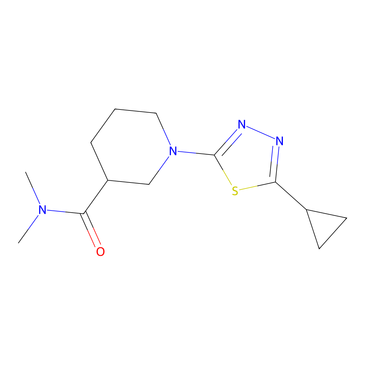 1-(5-cyclopropyl-1,3,4-thiadiazol-2-yl)-N,N-dimethylpiperidine-3-carboxamide molecular structure, CAS 3054416-34-8