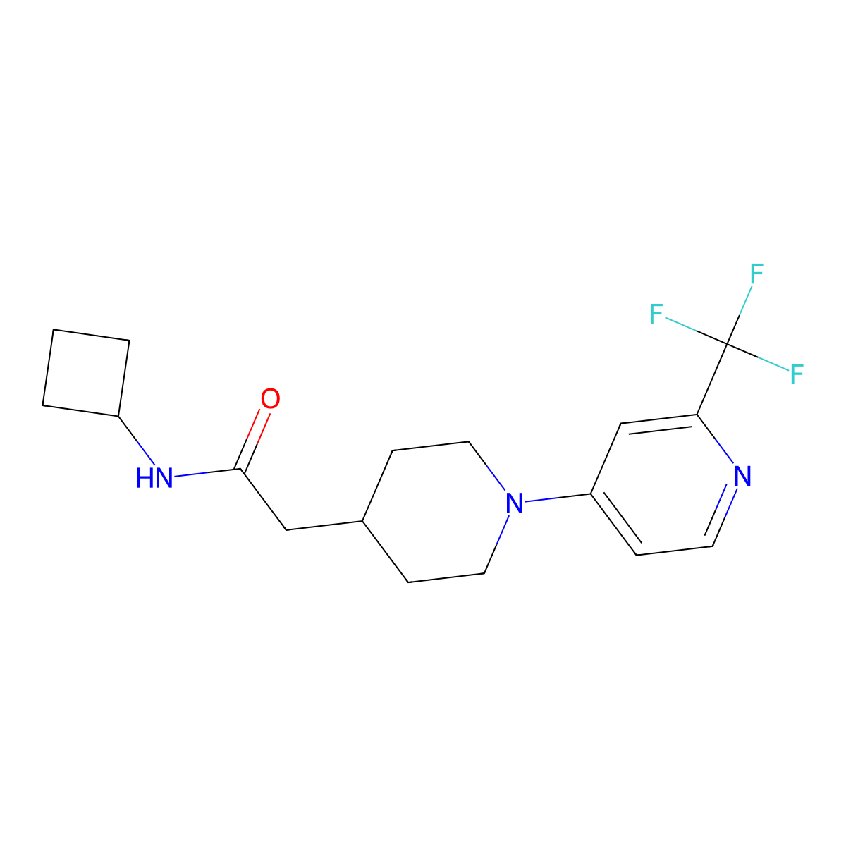 N-cyclobutyl-2-{1-[2-(trifluoromethyl)pyridin-4-yl]piperidin-4-yl}acetamide molecular structure, CAS 3054416-37-1