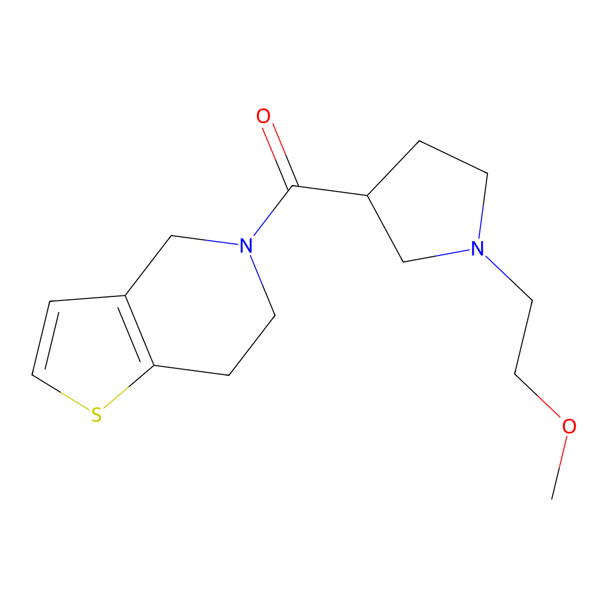 1-(2-methoxyethyl)-3-{4H,5H,6H,7H-thieno[3,2-c]pyridine-5-carbonyl}pyrrolidine molecular structure, CAS 3054416-44-0