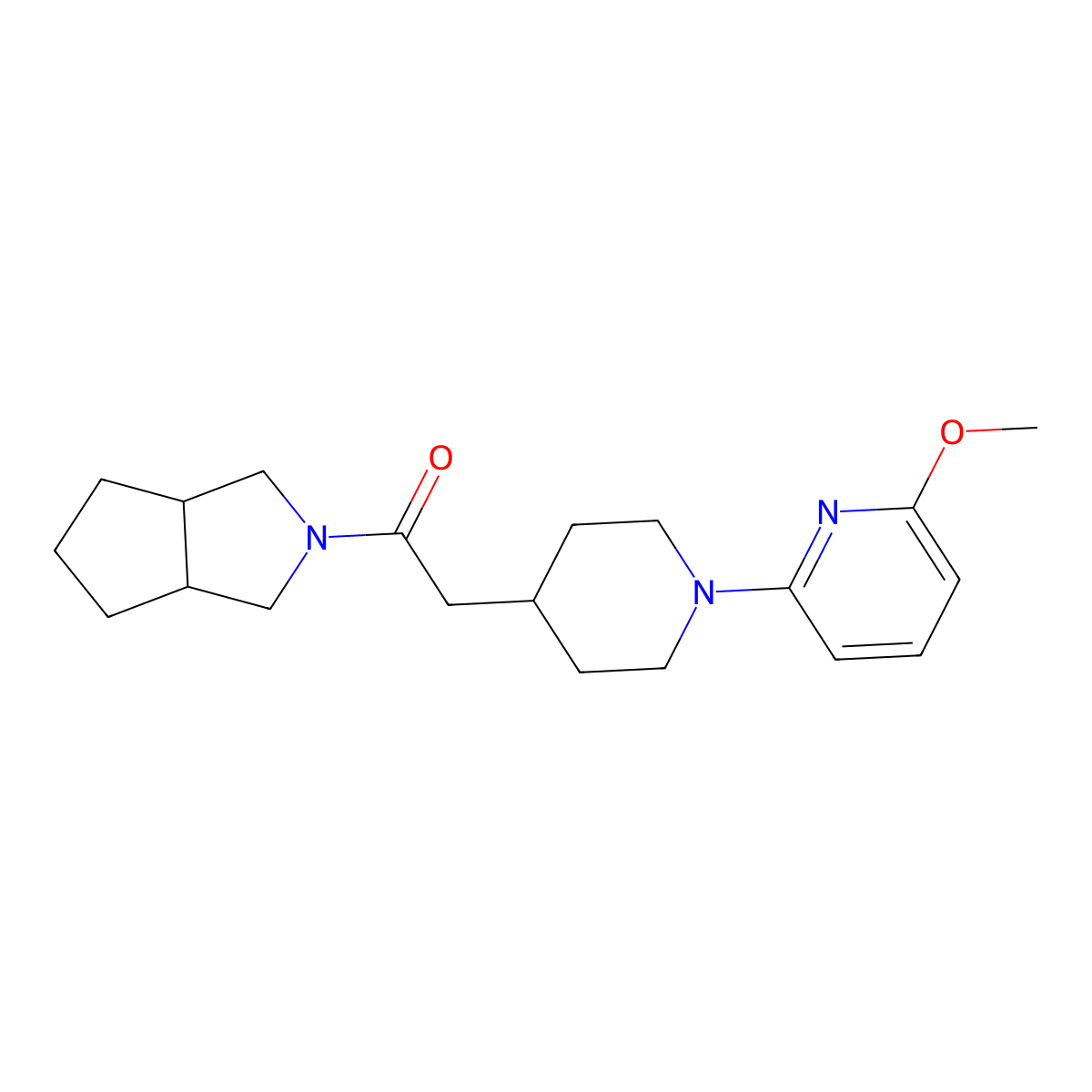 2-[1-(6-Methoxypyridin-2-yl)piperidin-4-yl]-1-{octahydrocyclopenta[c]pyrrol-2-yl}ethan-1-one molecular structure, CAS 3054416-45-1