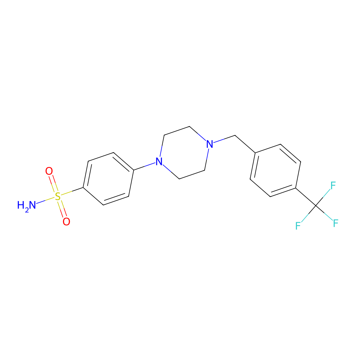 4-(4-{[4-(Trifluoromethyl)phenyl]methyl}piperazin-1-yl)benzene-1-sulfonamide molecular structure, CAS 3054416-47-3