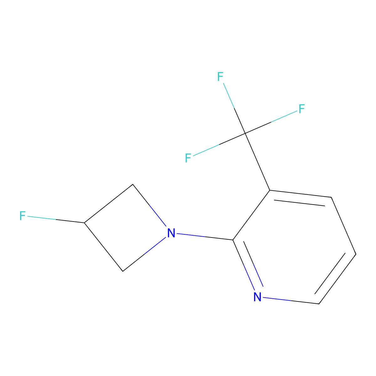 2-(3-Fluoroazetidin-1-yl)-3-(trifluoromethyl)pyridine molecular structure, CAS 3054416-49-5