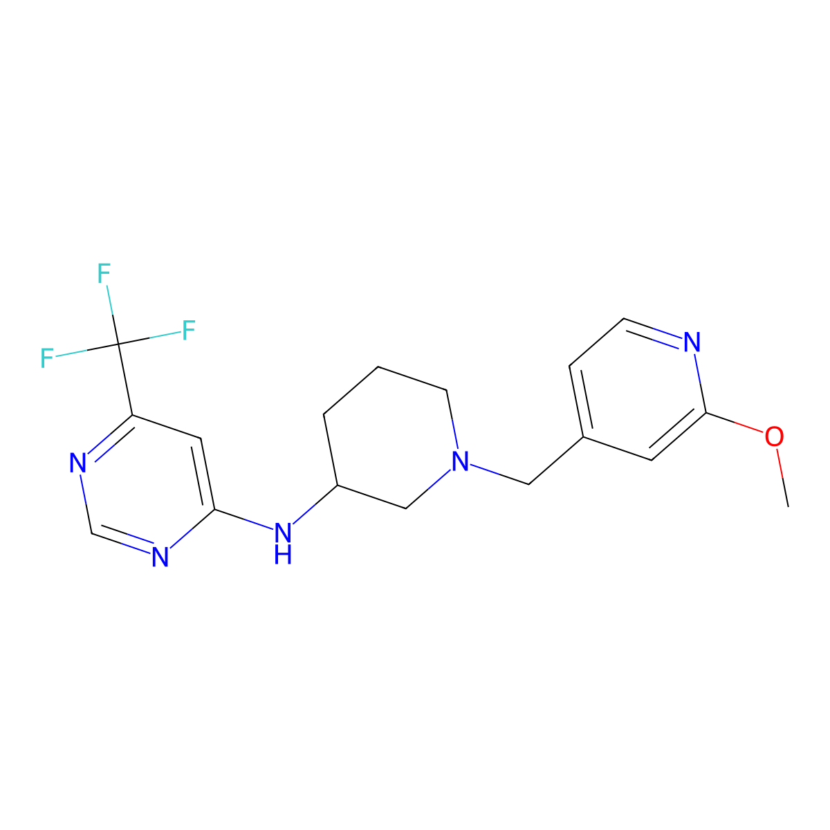 N-{1-[(2-methoxypyridin-4-yl)methyl]piperidin-3-yl}-6-(trifluoromethyl)pyrimidin-4-amine molecular structure, CAS 3054416-51-9