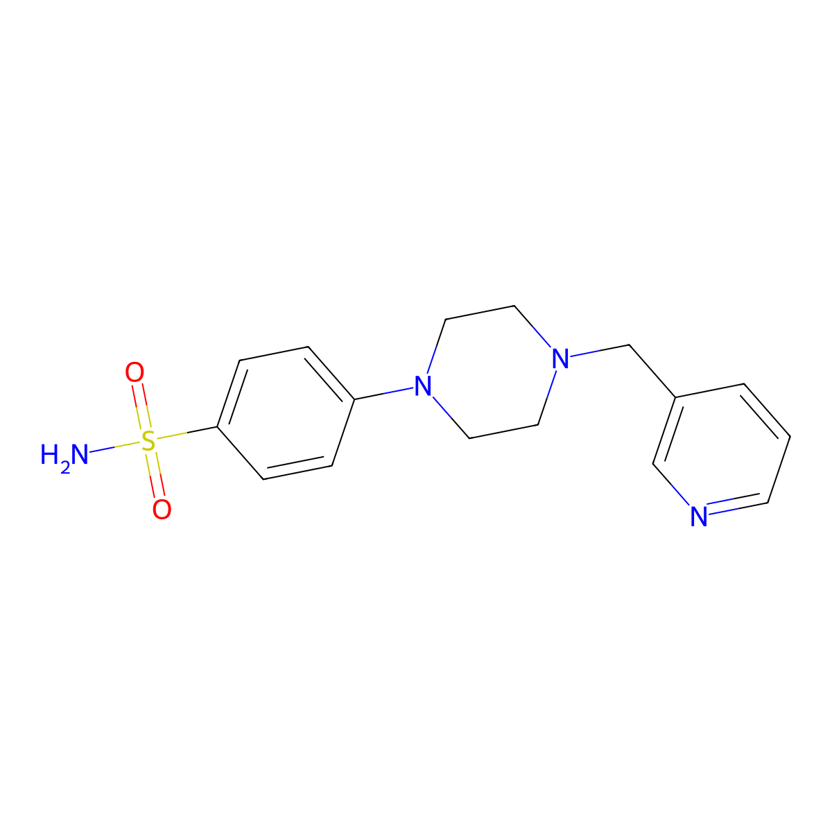 4-{4-[(Pyridin-3-yl)methyl]piperazin-1-yl}benzene-1-sulfonamide molecular structure, CAS 3054416-54-2
