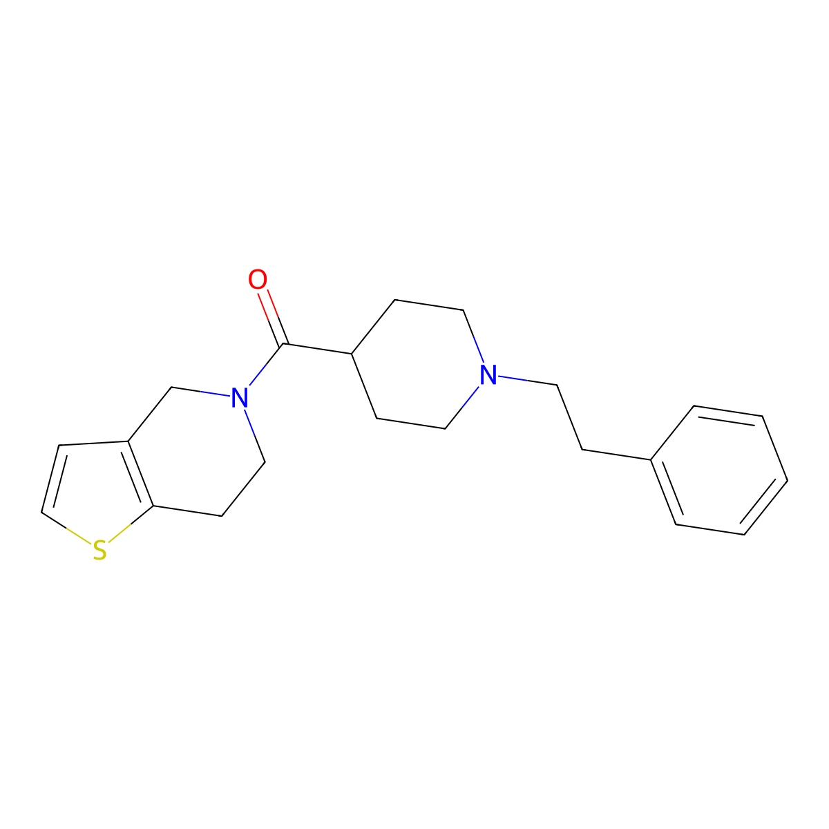 1-(2-phenylethyl)-4-{4H,5H,6H,7H-thieno[3,2-c]pyridine-5-carbonyl}piperidine molecular structure, CAS 3054416-58-6