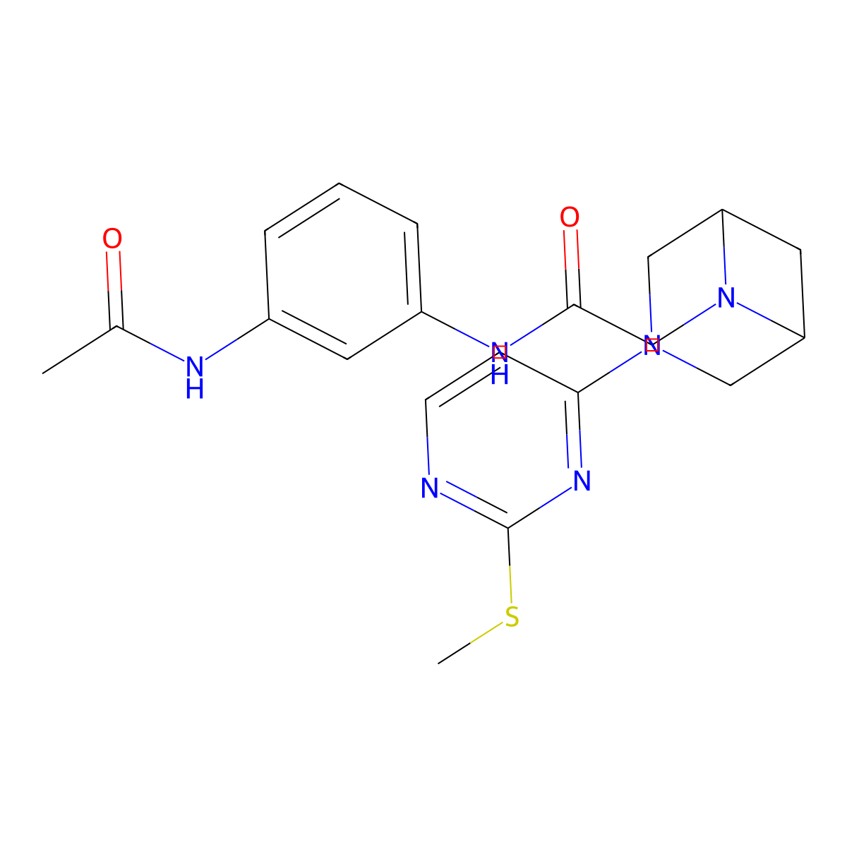 N-(3-acetamidophenyl)-2-{3-[2-(methylsulfanyl)pyrimidin-4-yl]-3,6-diazabicyclo[3.1.1]heptan-6-yl}acetamide molecular structure, CAS 3054416-60-0