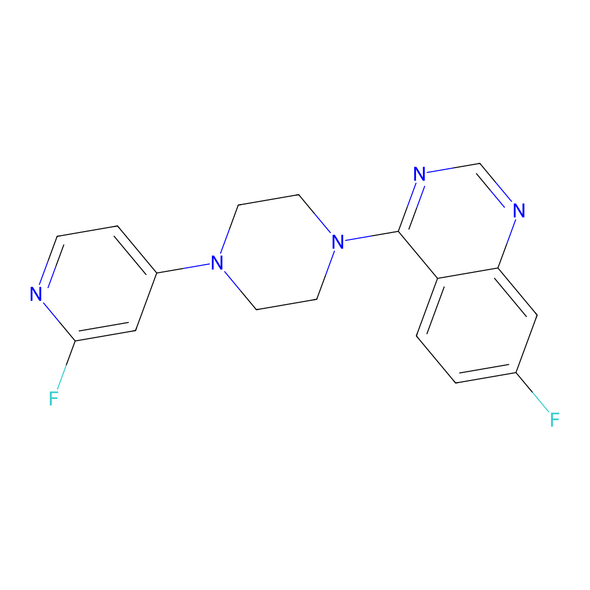 7-Fluoro-4-[4-(2-fluoropyridin-4-yl)piperazin-1-yl]quinazoline molecular structure, CAS 3054416-75-7