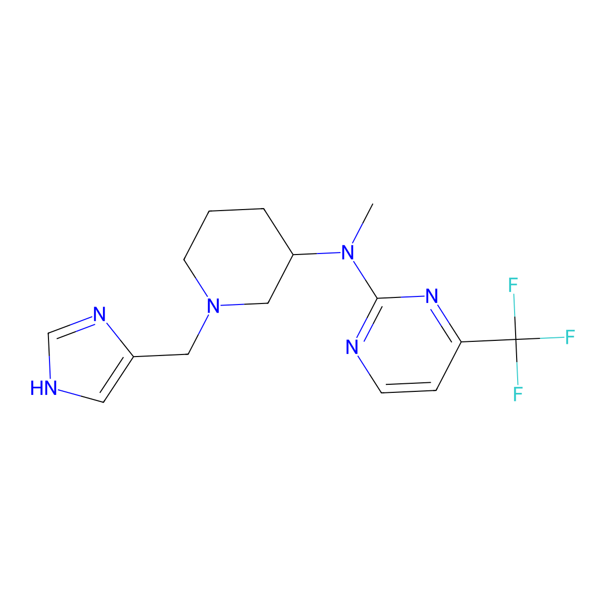 N-{1-[(1H-imidazol-4-yl)methyl]piperidin-3-yl}-N-methyl-4-(trifluoromethyl)pyrimidin-2-amine molecular structure, CAS 3054416-77-9