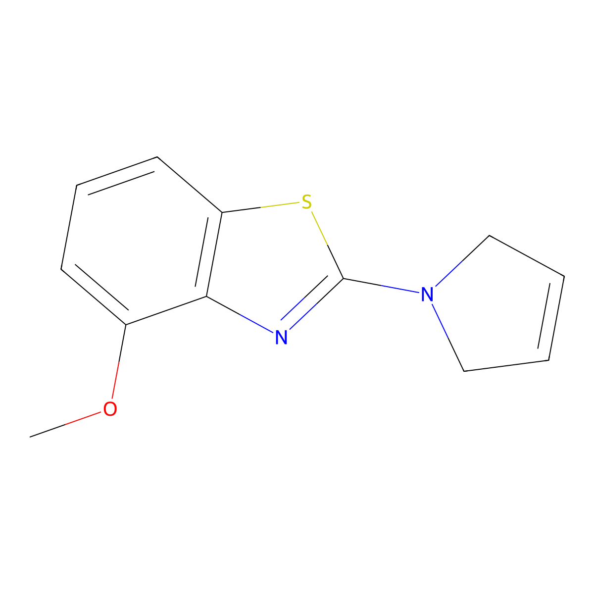 2-(2,5-dihydro-1H-pyrrol-1-yl)-4-methoxy-1,3-benzothiazole molecular structure, CAS 3054416-80-4