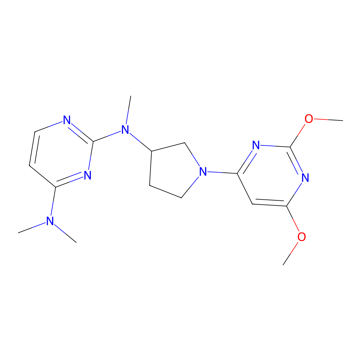 N2-[1-(2,6-dimethoxypyrimidin-4-yl)pyrrolidin-3-yl]-N2,N4,N4-trimethylpyrimidine-2,4-diamine molecular structure, CAS 3054416-85-9