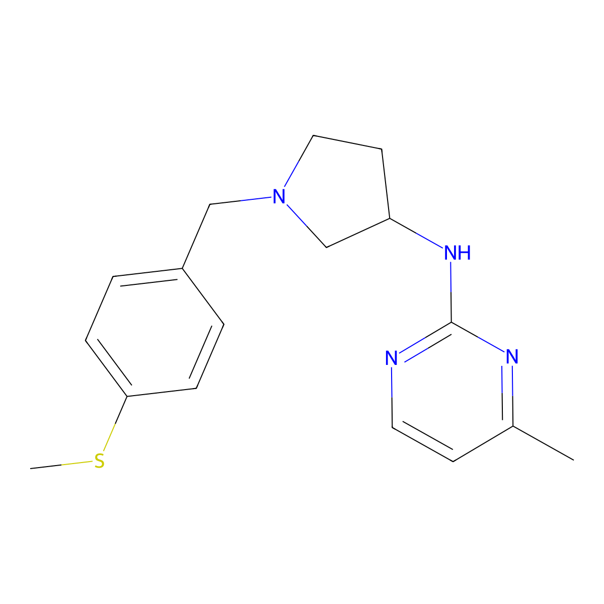 4-methyl-N-(1-{[4-(methylsulfanyl)phenyl]methyl}pyrrolidin-3-yl)pyrimidin-2-amine molecular structure, CAS 3054416-87-1