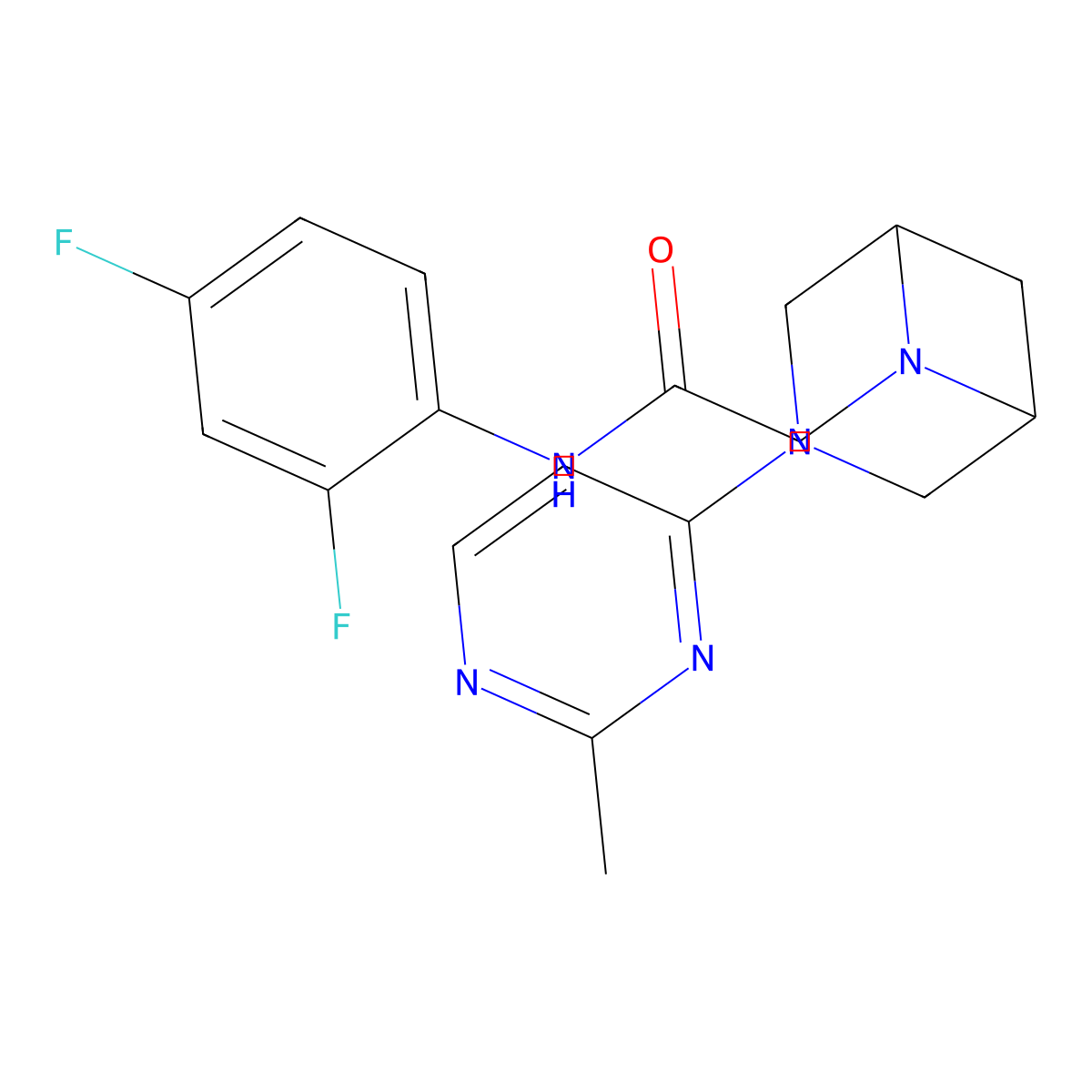 N-(2,4-difluorophenyl)-2-[3-(2-methylpyrimidin-4-yl)-3,6-diazabicyclo[3.1.1]heptan-6-yl]acetamide molecular structure, CAS 3054416-95-1