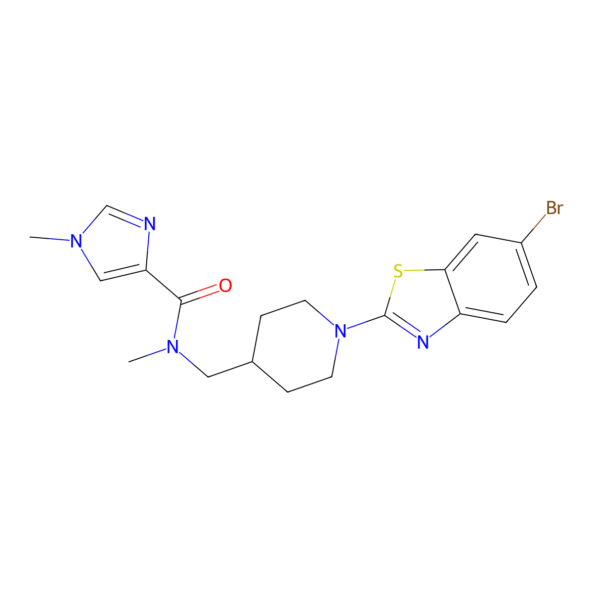 N-{[1-(6-bromo-1,3-benzothiazol-2-yl)piperidin-4-yl]methyl}-N,1-dimethyl-1H-imidazole-4-carboxamide molecular structure, CAS 3054416-99-5