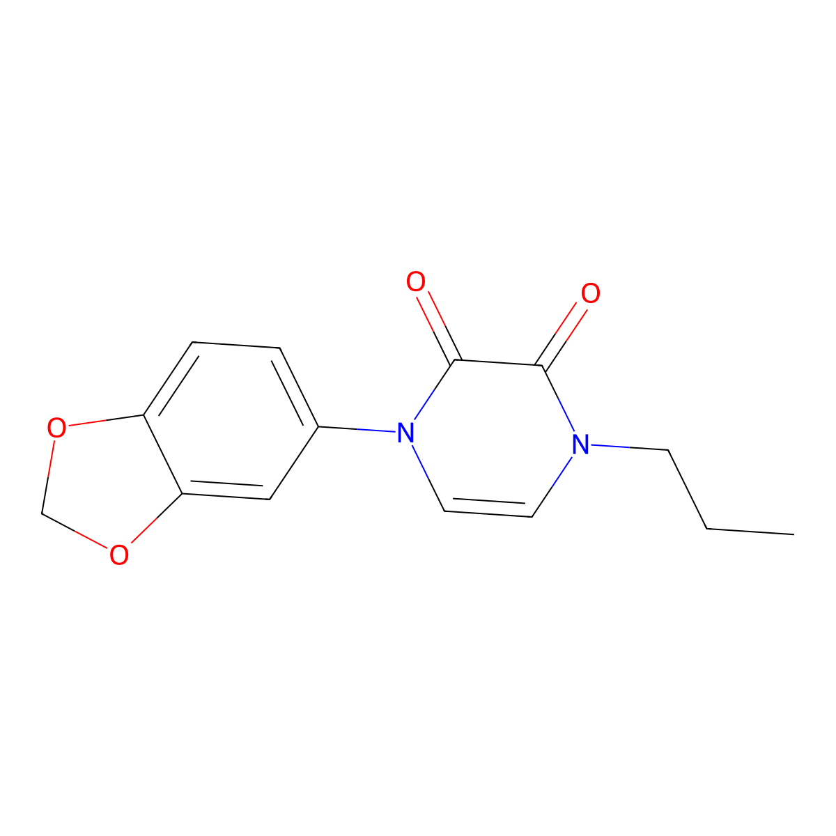 1-(2H-1,3-benzodioxol-5-yl)-4-propyl-1,2,3,4-tetrahydropyrazine-2,3-dione molecular structure, CAS 3054417-00-1