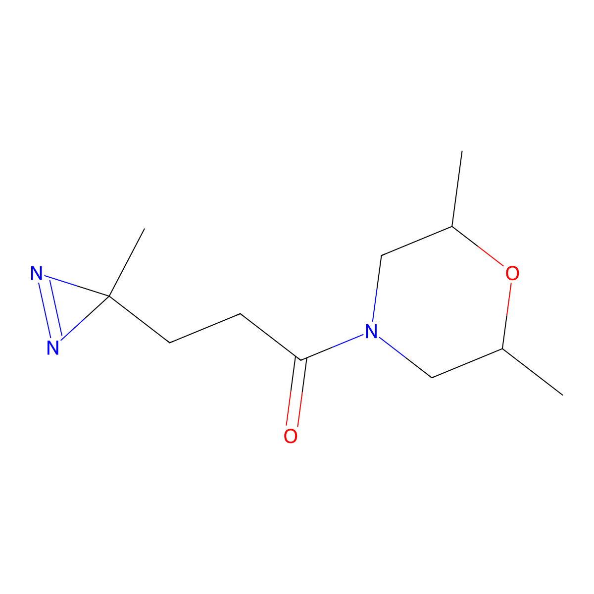 1-(2,6-dimethylmorpholin-4-yl)-3-(3-methyl-3H-diazirin-3-yl)propan-1-one molecular structure, CAS 3054417-04-5