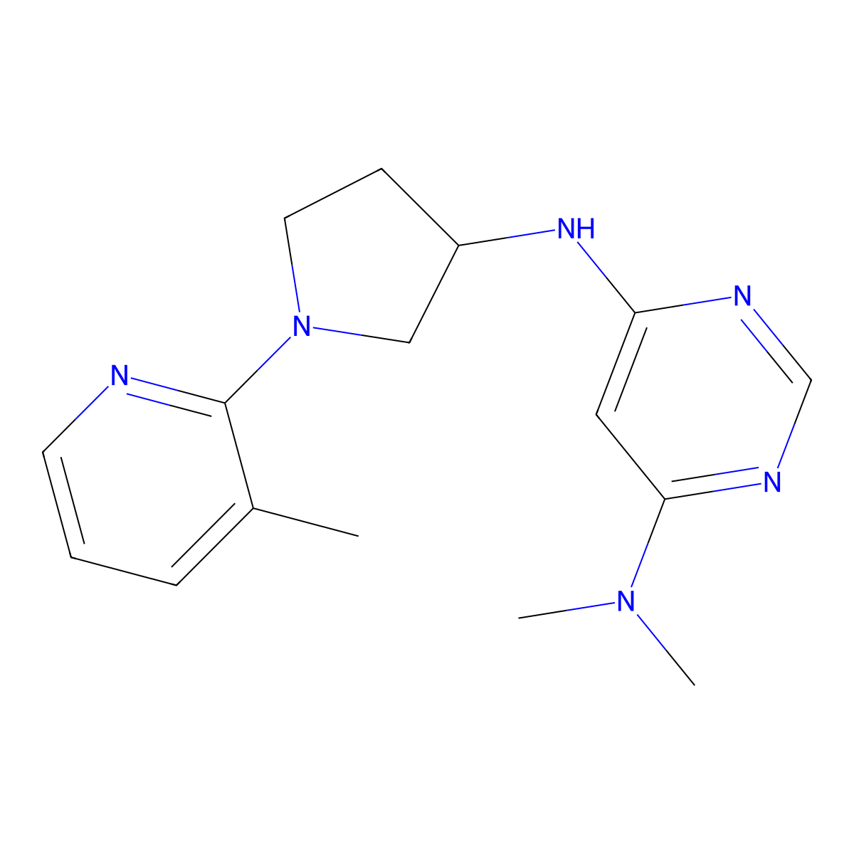 N4,N4-dimethyl-N6-[1-(3-methylpyridin-2-yl)pyrrolidin-3-yl]pyrimidine-4,6-diamine molecular structure, CAS 3054417-05-6