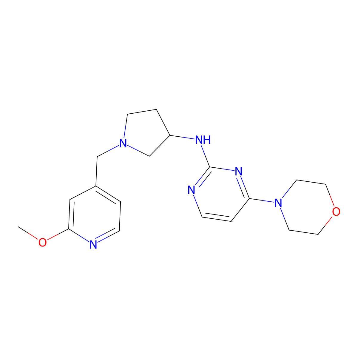N-{1-[(2-methoxypyridin-4-yl)methyl]pyrrolidin-3-yl}-4-(morpholin-4-yl)pyrimidin-2-amine molecular structure, CAS 3054417-09-0