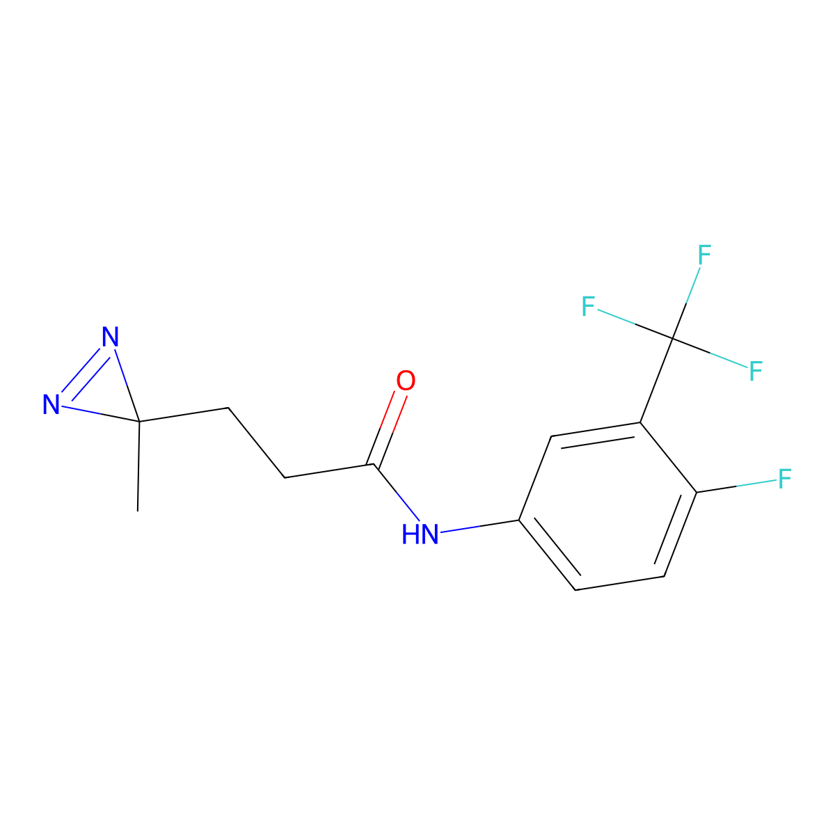 N-[4-fluoro-3-(trifluoromethyl)phenyl]-3-(3-methyl-3H-diazirin-3-yl)propanamide molecular structure, CAS 3054417-11-4
