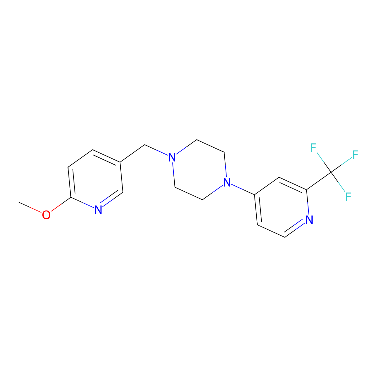 1-[(6-Methoxypyridin-3-yl)methyl]-4-[2-(trifluoromethyl)pyridin-4-yl]piperazine molecular structure, CAS 3054427-27-6