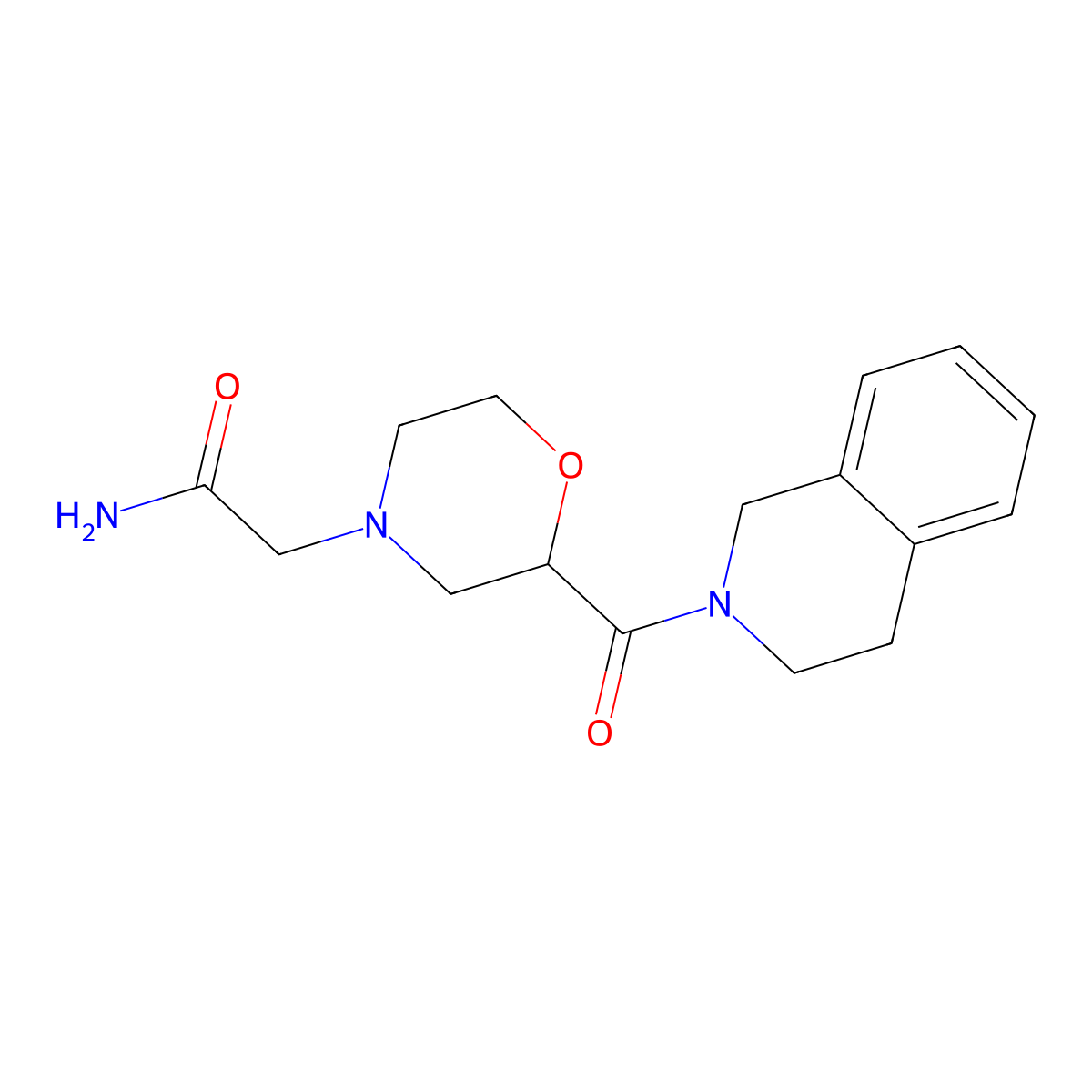 2-[2-(1,2,3,4-Tetrahydroisoquinoline-2-carbonyl)morpholin-4-yl]acetamide molecular structure, CAS 3054427-42-5