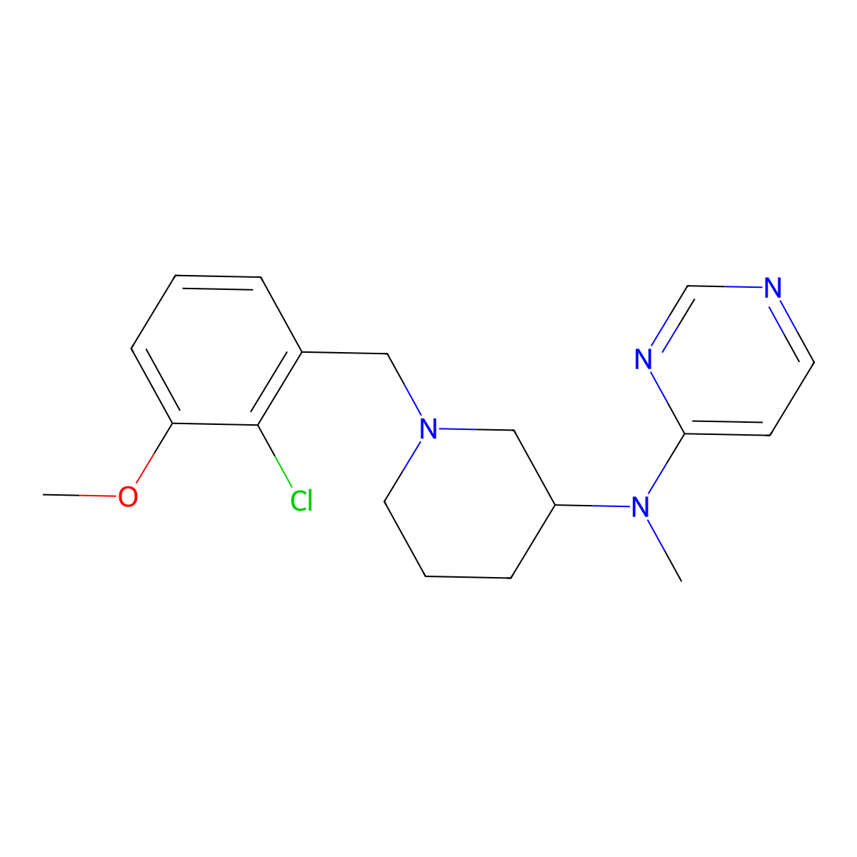 N-{1-[(2-chloro-3-methoxyphenyl)methyl]piperidin-3-yl}-N-methylpyrimidin-4-amine molecular structure, CAS 3054427-50-5