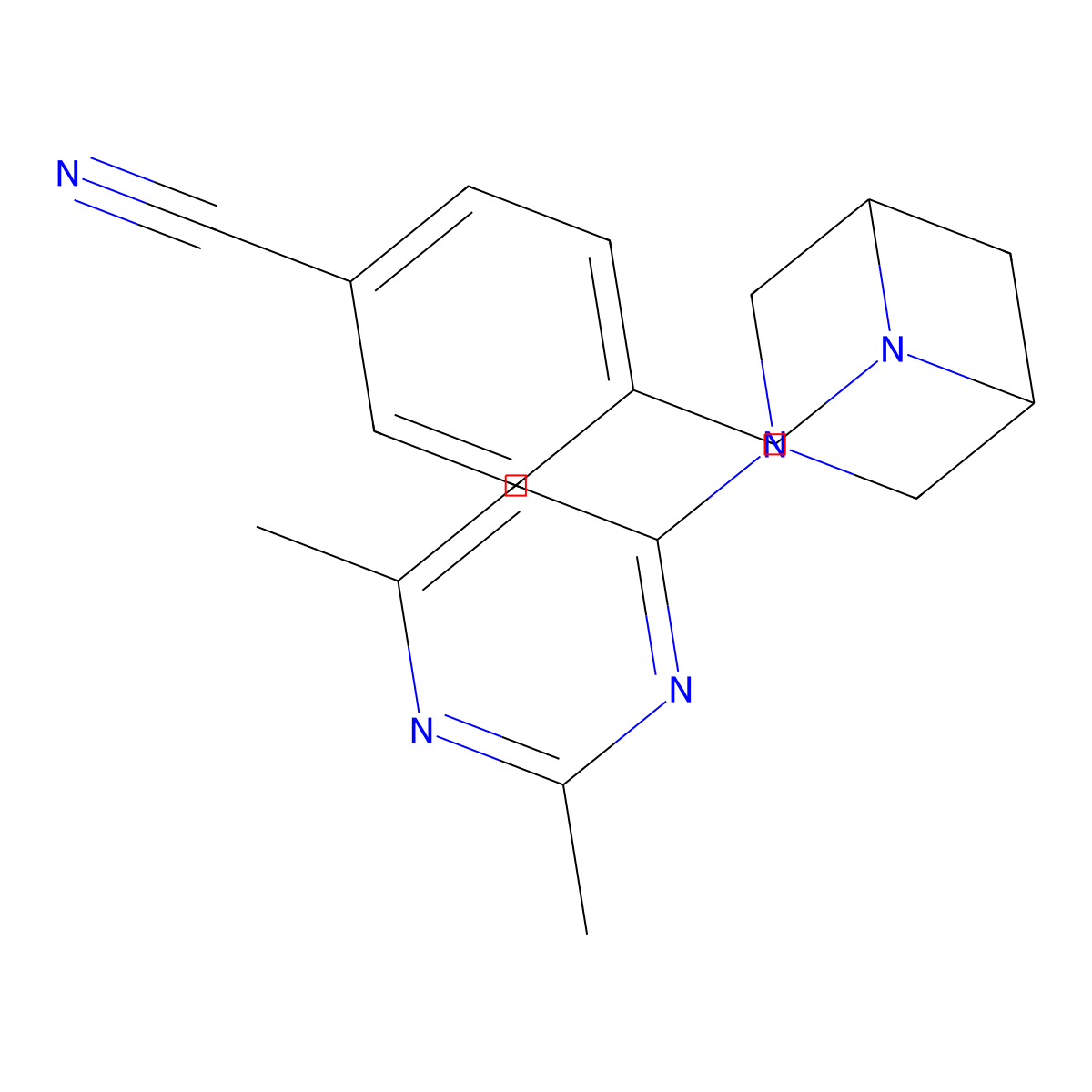 4-{[3-(2,6-Dimethylpyrimidin-4-yl)-3,6-diazabicyclo[3.1.1]heptan-6-yl]methyl}benzonitrile molecular structure, CAS 3054427-51-6