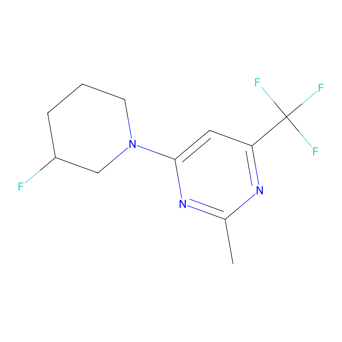 4-(3-Fluoropiperidin-1-yl)-2-methyl-6-(trifluoromethyl)pyrimidine molecular structure, CAS 3054427-54-9