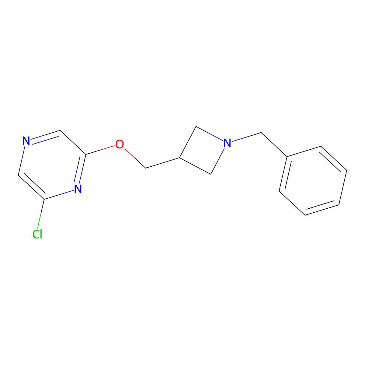 2-[(1-Benzylazetidin-3-yl)methoxy]-6-chloropyrazine molecular structure, CAS 3054427-57-2