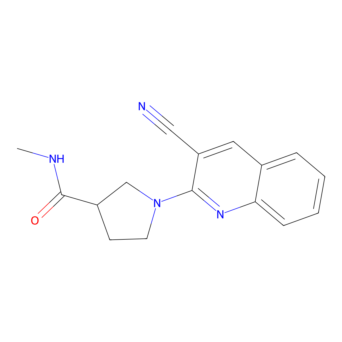 1-(3-cyanoquinolin-2-yl)-N-methylpyrrolidine-3-carboxamide molecular structure, CAS 3054427-59-4