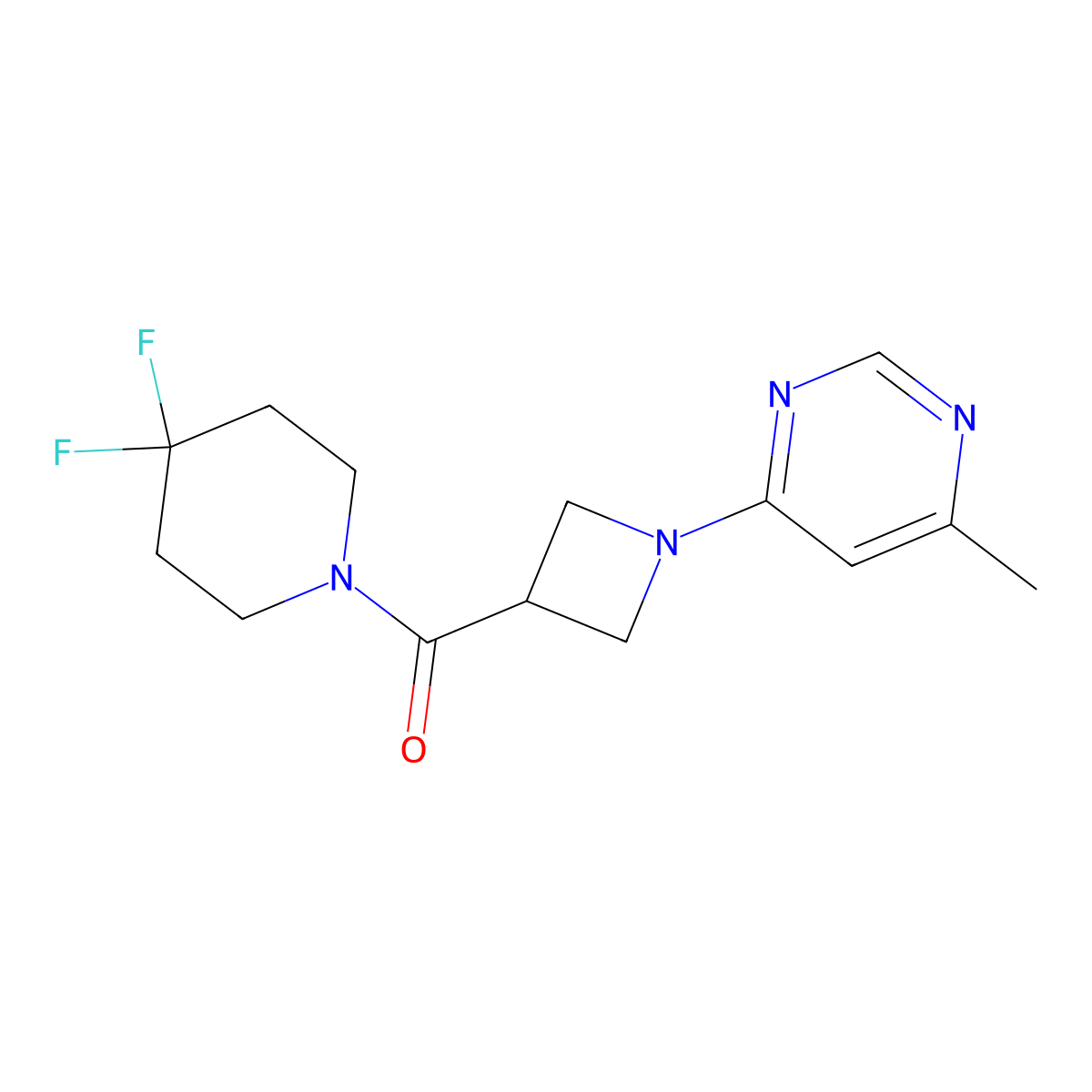 4-[3-(4,4-Difluoropiperidine-1-carbonyl)azetidin-1-yl]-6-methylpyrimidine molecular structure, CAS 3054427-62-9