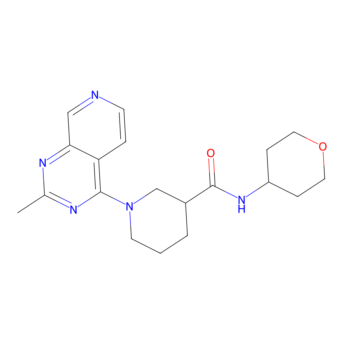 1-(2-methylpyrido[3,4-d]pyrimidin-4-yl)-N-(oxan-4-yl)piperidine-3-carboxamide molecular structure, CAS 3054427-66-3