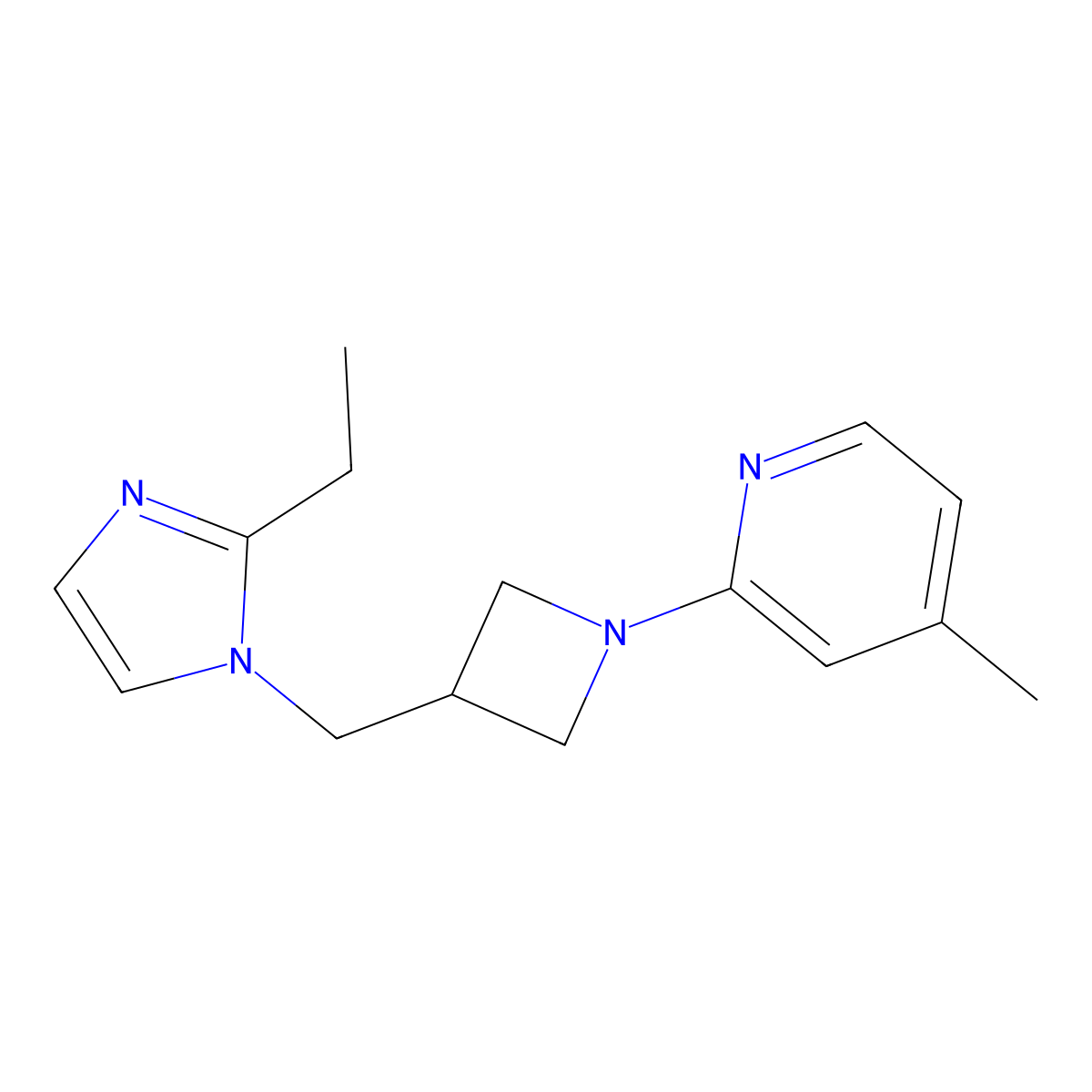 2-{3-[(2-ethyl-1H-imidazol-1-yl)methyl]azetidin-1-yl}-4-methylpyridine molecular structure, CAS 3054427-73-2
