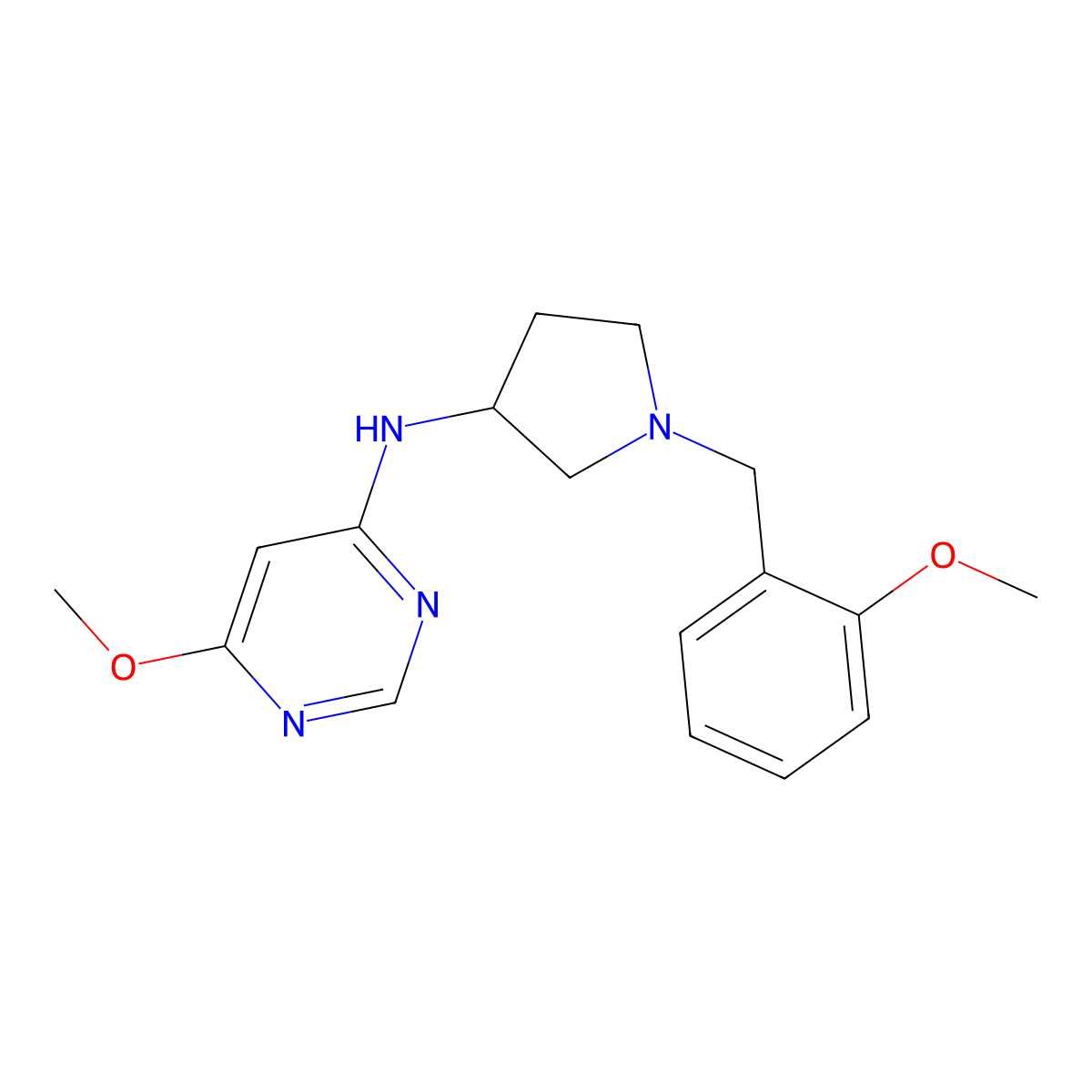 6-methoxy-N-{1-[(2-methoxyphenyl)methyl]pyrrolidin-3-yl}pyrimidin-4-amine molecular structure, CAS 3054427-77-6
