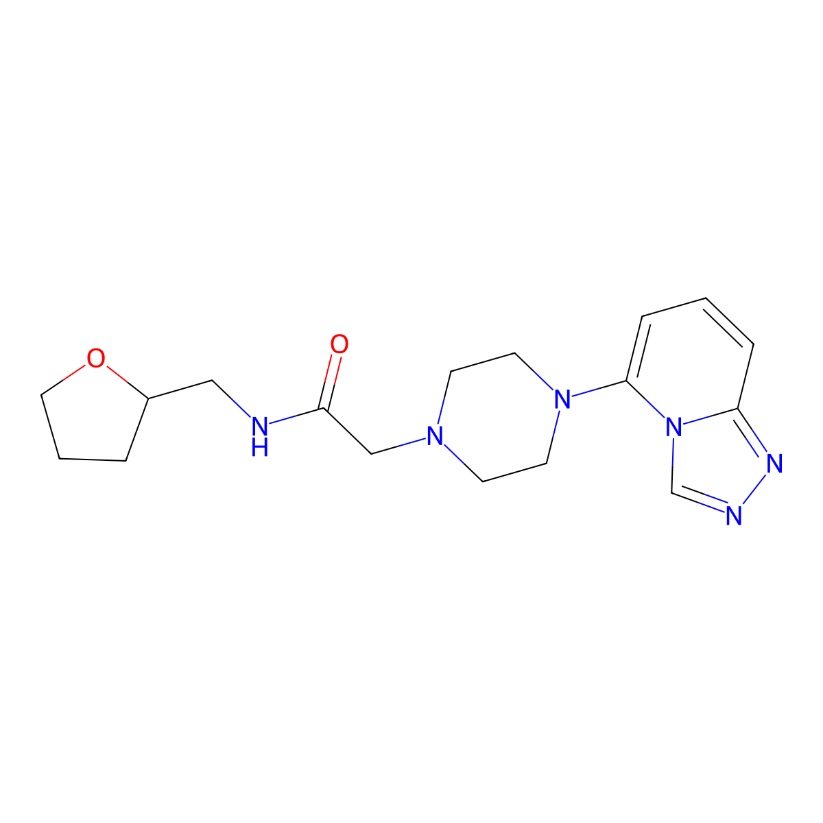 N-[(oxolan-2-yl)methyl]-2-(4-{[1,2,4]triazolo[4,3-a]pyridin-5-yl}piperazin-1-yl)acetamide molecular structure, CAS 3054427-79-8