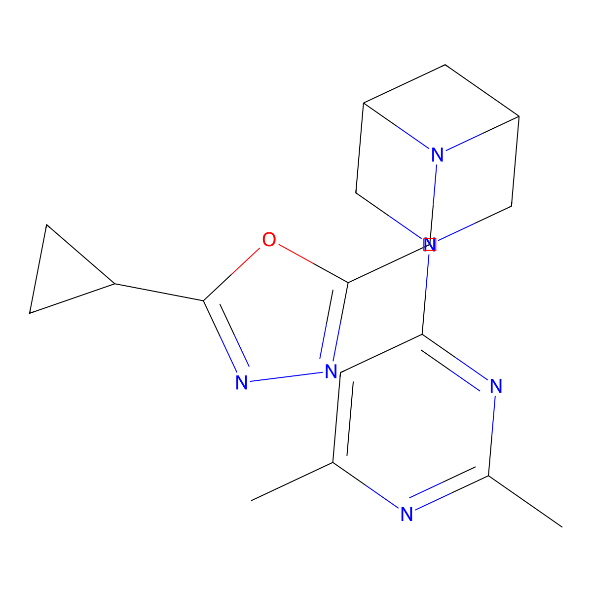 6-[(5-Cyclopropyl-1,3,4-oxadiazol-2-yl)methyl]-3-(2,6-dimethylpyrimidin-4-yl)-3,6-diazabicyclo[3.1.1]heptane molecular structure, CAS 3054427-80-1