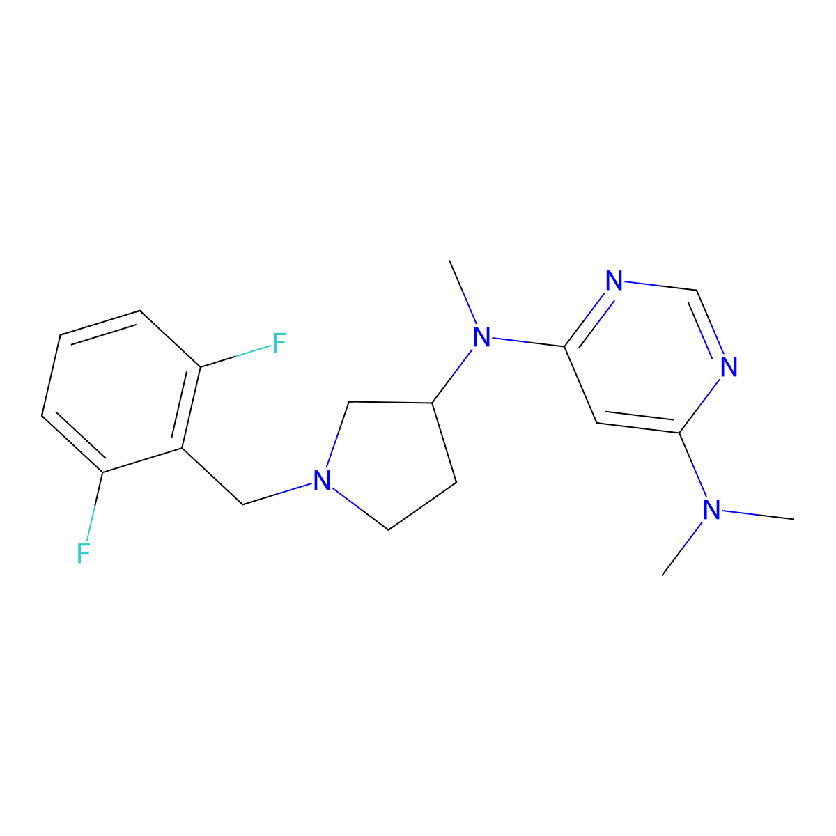 N4-{1-[(2,6-difluorophenyl)methyl]pyrrolidin-3-yl}-N4,N6,N6-trimethylpyrimidine-4,6-diamine molecular structure, CAS 3054427-82-3