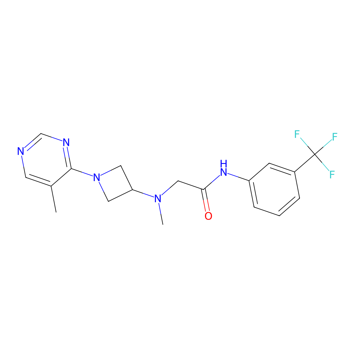 2-{methyl[1-(5-methylpyrimidin-4-yl)azetidin-3-yl]amino}-N-[3-(trifluoromethyl)phenyl]acetamide molecular structure, CAS 3054427-83-4