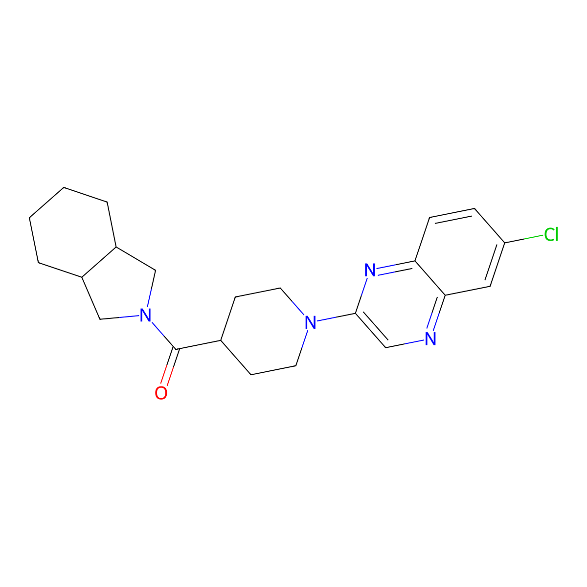 6-chloro-2-[4-(octahydro-1H-isoindole-2-carbonyl)piperidin-1-yl]quinoxaline molecular structure, CAS 3054427-86-7