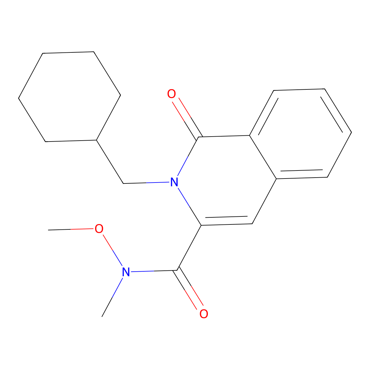 2-(cyclohexylmethyl)-N-methoxy-N-methyl-1-oxo-1,2-dihydroisoquinoline-3-carboxamide molecular structure, CAS 3054427-89-0