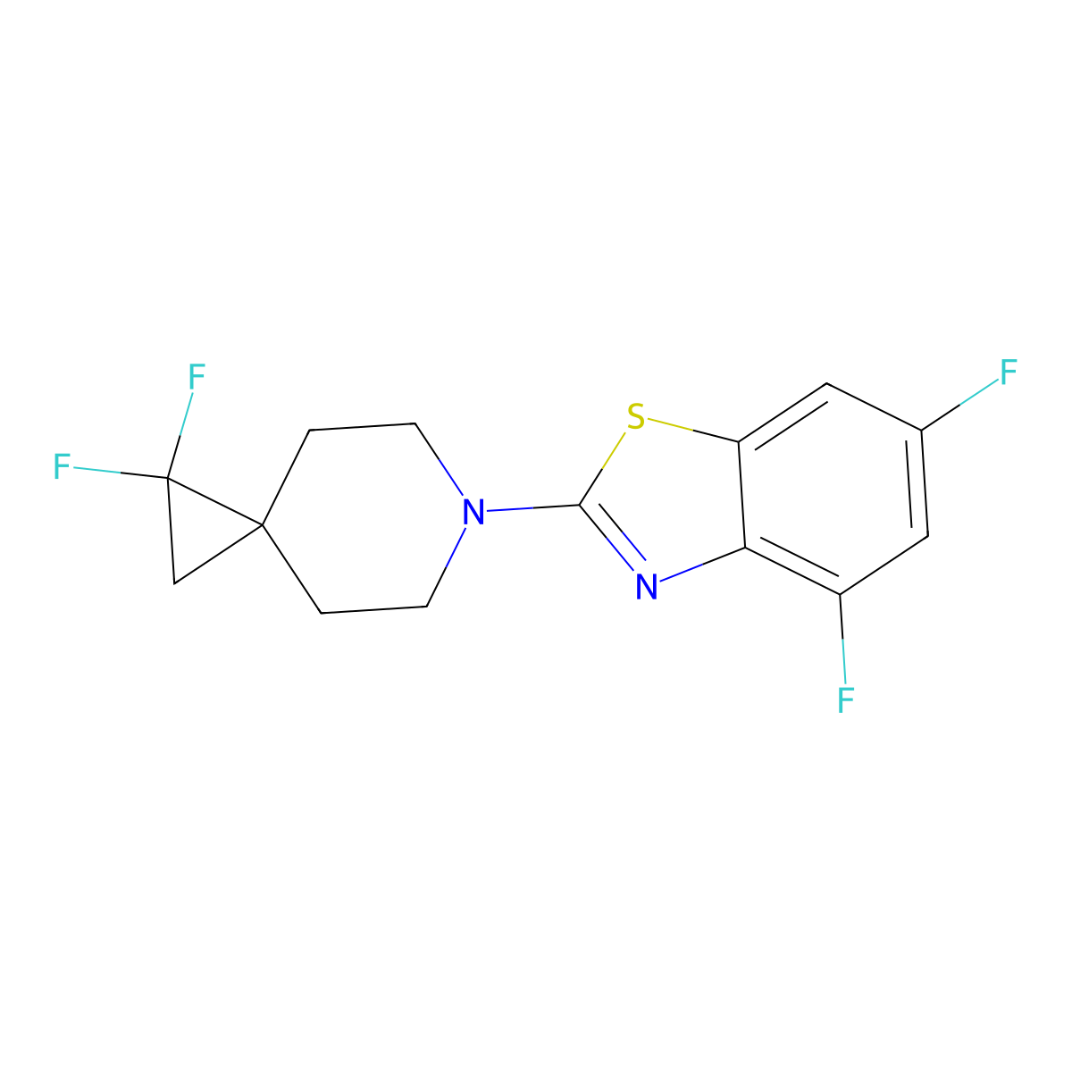 2-{1,1-Difluoro-6-azaspiro[2.5]octan-6-yl}-4,6-difluoro-1,3-benzothiazole molecular structure, CAS 3054427-94-7