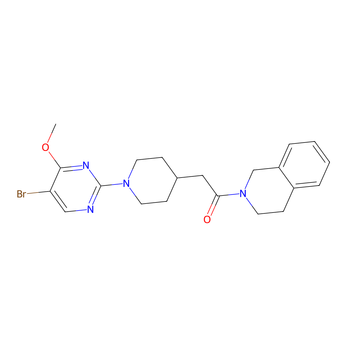 2-[1-(5-Bromo-4-methoxypyrimidin-2-yl)piperidin-4-yl]-1-(1,2,3,4-tetrahydroisoquinolin-2-yl)ethan-1-one molecular structure, CAS 3054427-95-8