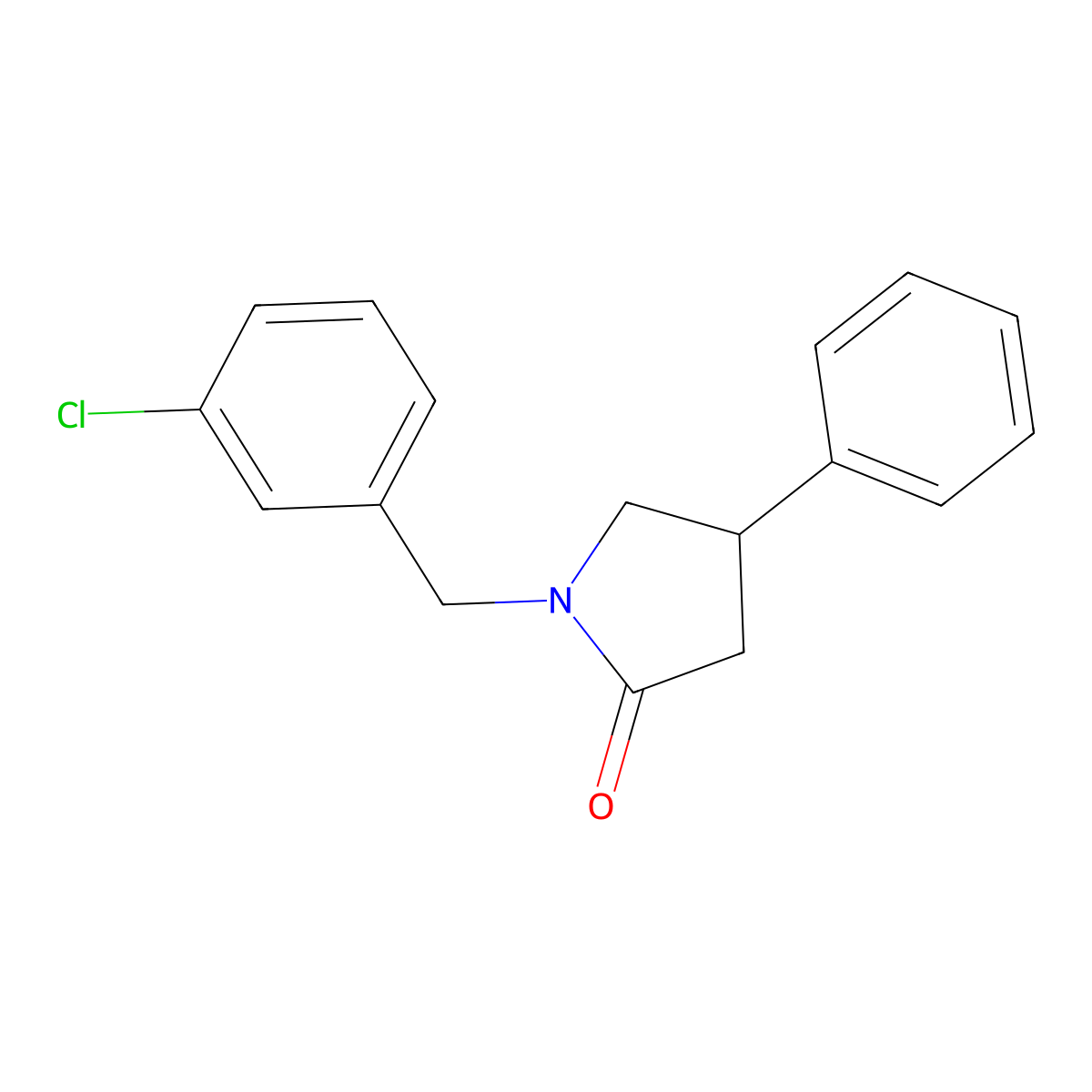 1-[(3-Chlorophenyl)methyl]-4-phenylpyrrolidin-2-one molecular structure, CAS 3054427-96-9