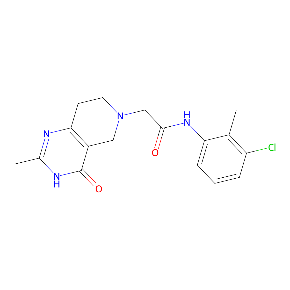 N-(3-chloro-2-methylphenyl)-2-(2-methyl-4-oxo-3,5,7,8-tetrahydropyrido[4,3-d]pyrimidin-6-yl)acetamide molecular structure, CAS 3054428-09-7