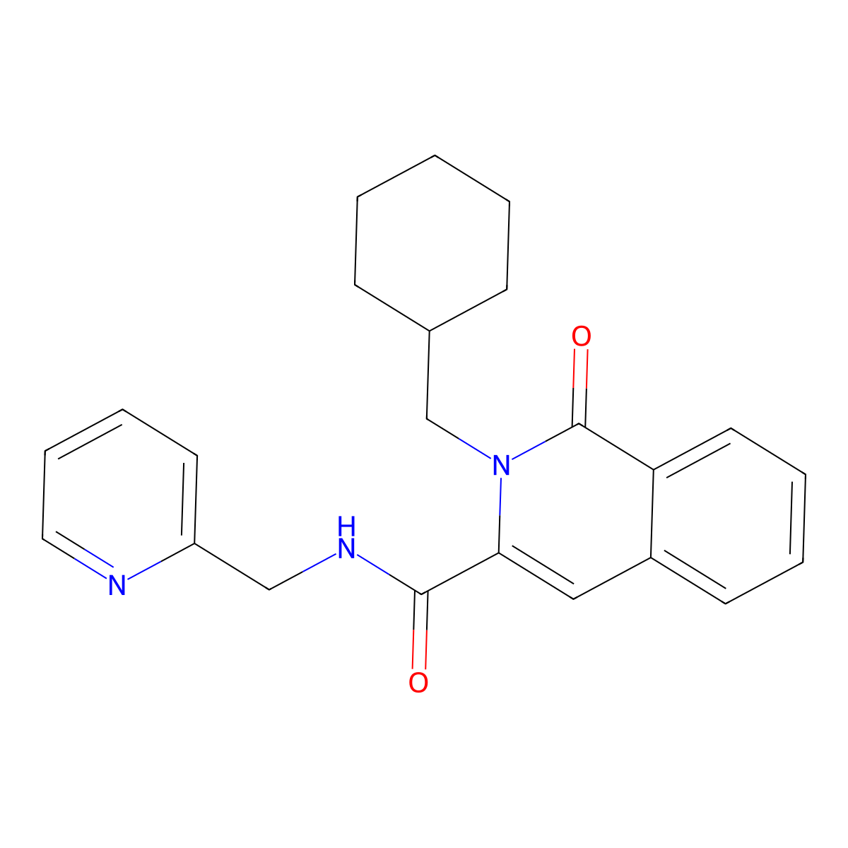 2-(cyclohexylmethyl)-1-oxo-N-[(pyridin-2-yl)methyl]-1,2-dihydroisoquinoline-3-carboxamide molecular structure, CAS 3054428-10-0
