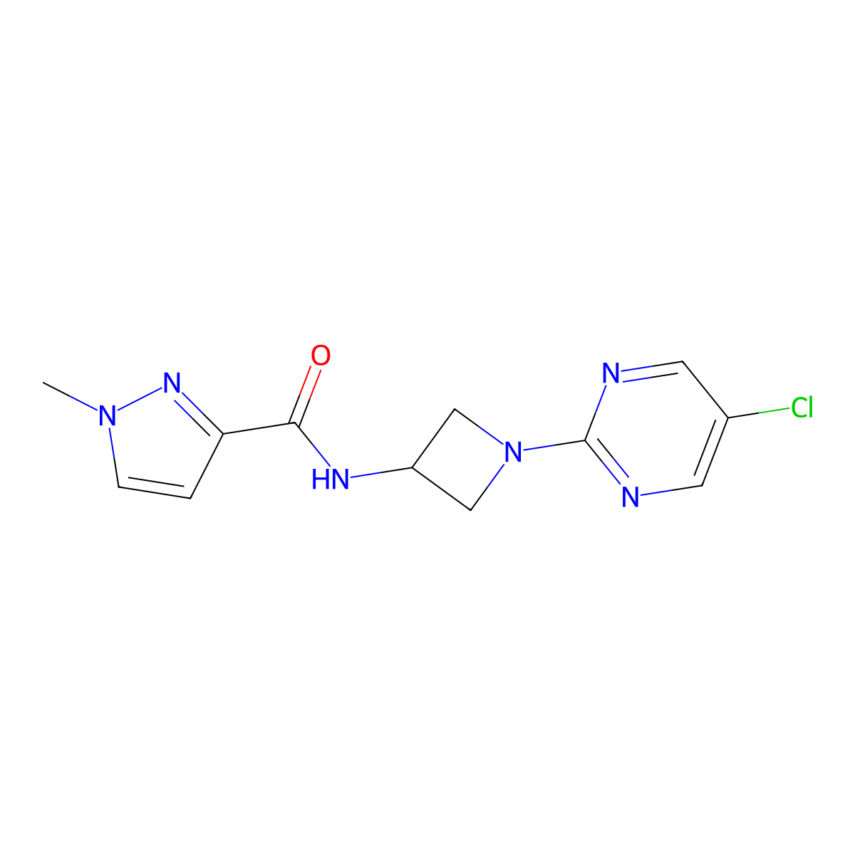 N-[1-(5-chloropyrimidin-2-yl)azetidin-3-yl]-1-methyl-1H-pyrazole-3-carboxamide molecular structure, CAS 3054428-12-2