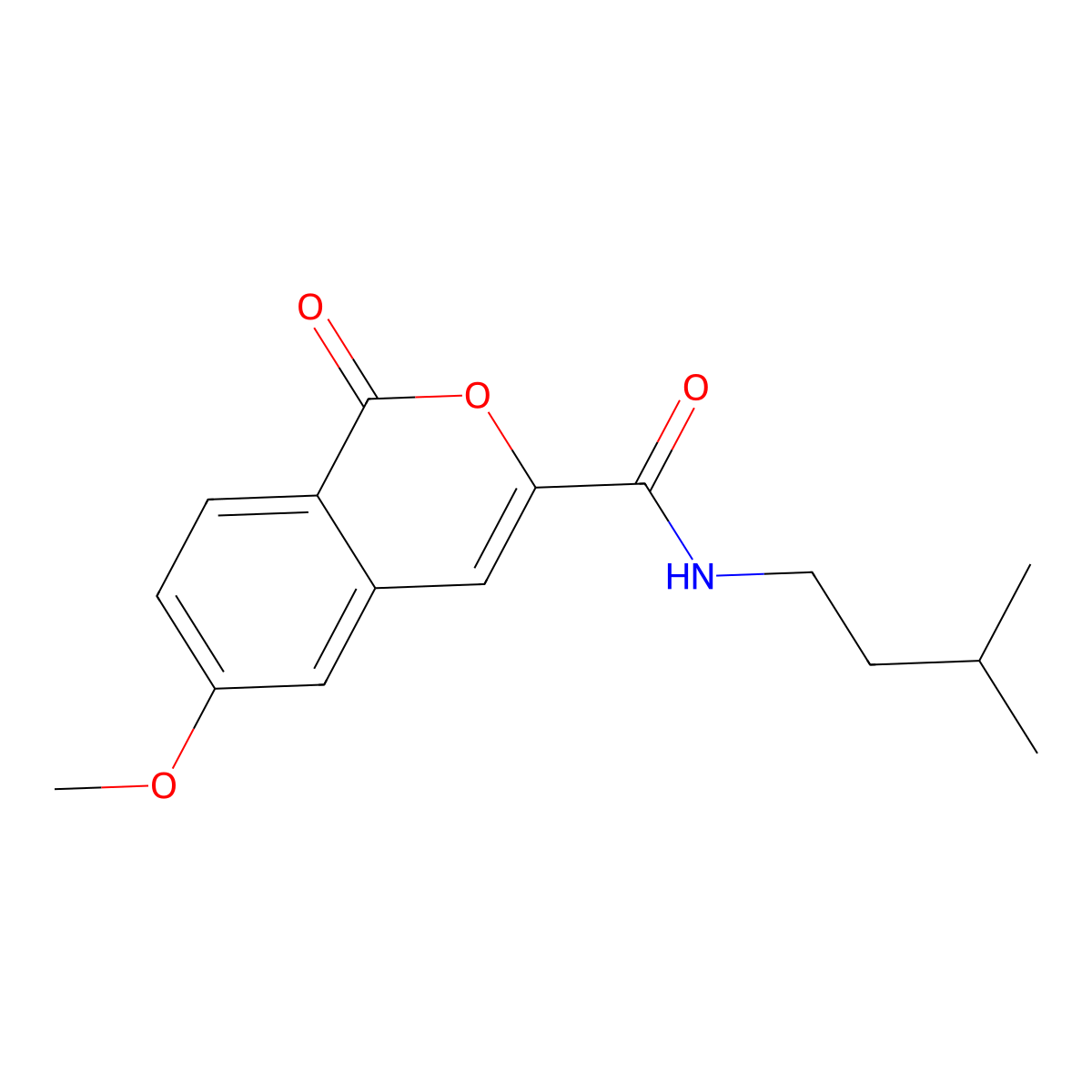 6-methoxy-N-(3-methylbutyl)-1-oxo-1H-isochromene-3-carboxamide molecular structure, CAS 3054428-17-7
