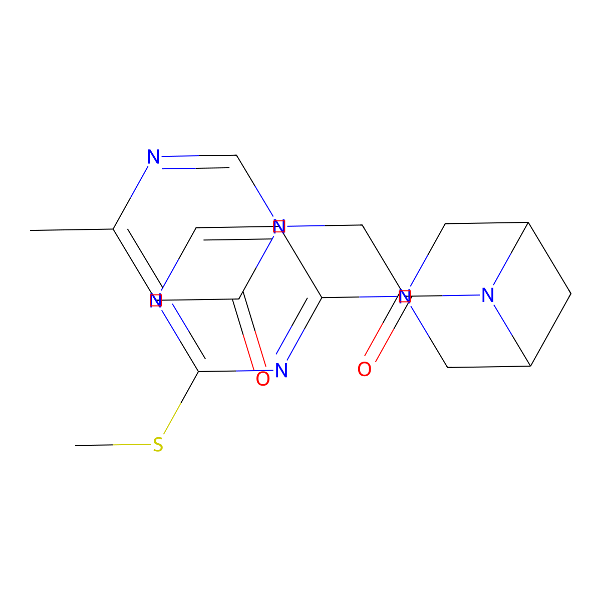 6-Methyl-3-(2-{3-[2-(methylsulfanyl)pyrimidin-4-yl]-3,6-diazabicyclo[3.1.1]heptan-6-yl}-2-oxoethyl)-3,4-dihydropyrimidin-4-one molecular structure, CAS 3054428-18-8