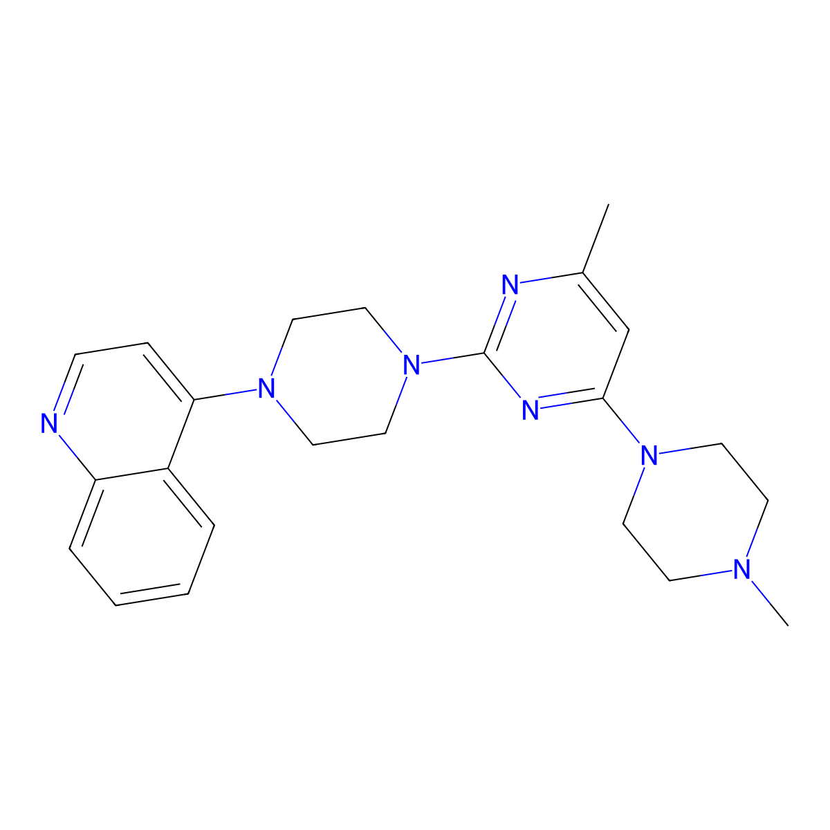 4-{4-[4-Methyl-6-(4-methylpiperazin-1-yl)pyrimidin-2-yl]piperazin-1-yl}quinoline molecular structure, CAS 3054428-27-9