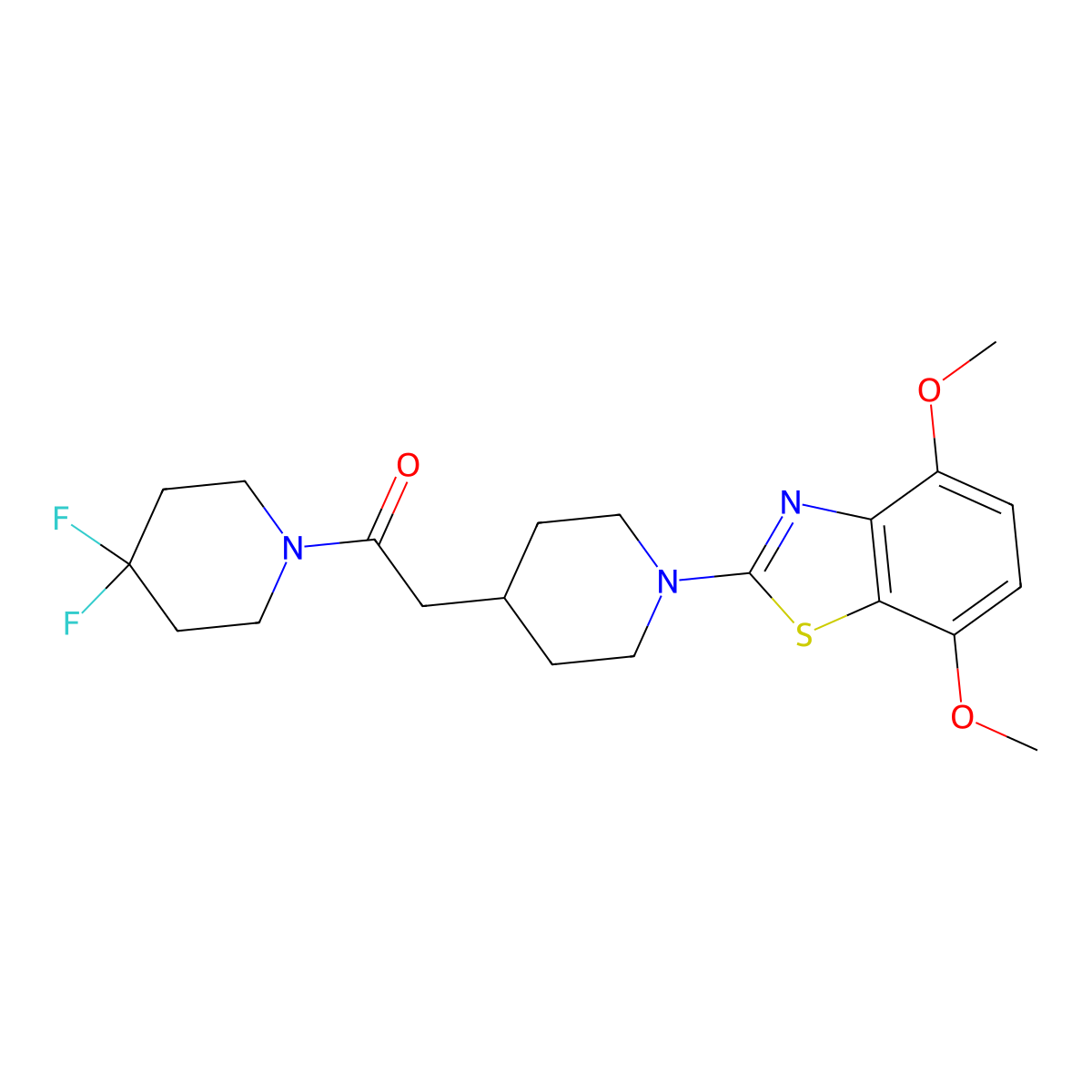 1-(4,4-Difluoropiperidin-1-yl)-2-[1-(4,7-dimethoxy-1,3-benzothiazol-2-yl)piperidin-4-yl]ethan-1-one molecular structure, CAS 3054428-30-4